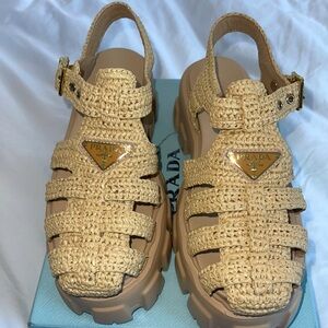 Women's Beige Woven Sandals